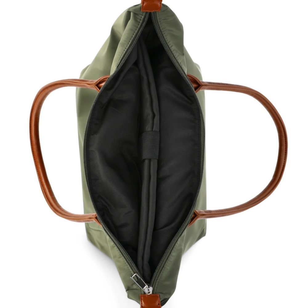 NWT No Boundaries Olive Green Tote Bag | Large Nylon Shoulder Bag Zip Closure - Picture 8 of 9